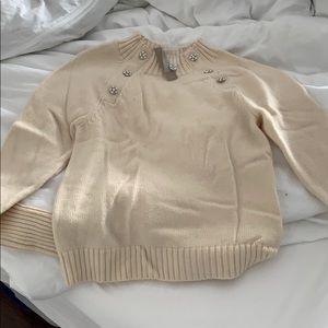 Jcrew NWT size S jewel sweater cream